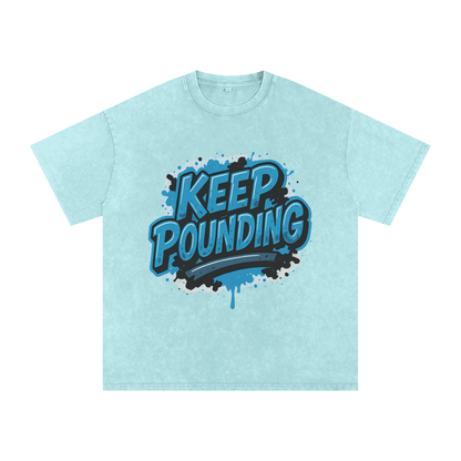 &quot;Keep Pounding&quot; Carolina Inspired Oversized Vintage Tee