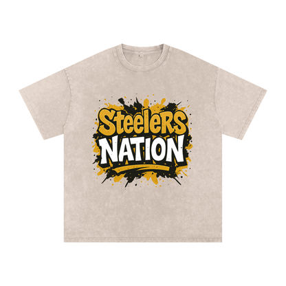 "Steelers Nation" Pittsburgh Inspired Oversized Vintage Tee