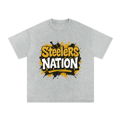 "Steelers Nation" Pittsburgh Inspired Oversized Vintage Tee