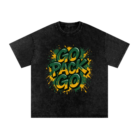 "Go Pack Go" Green Bay Inspired Oversized Vintage Tee