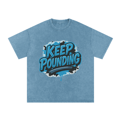 &quot;Keep Pounding&quot; Carolina Inspired Oversized Vintage Tee